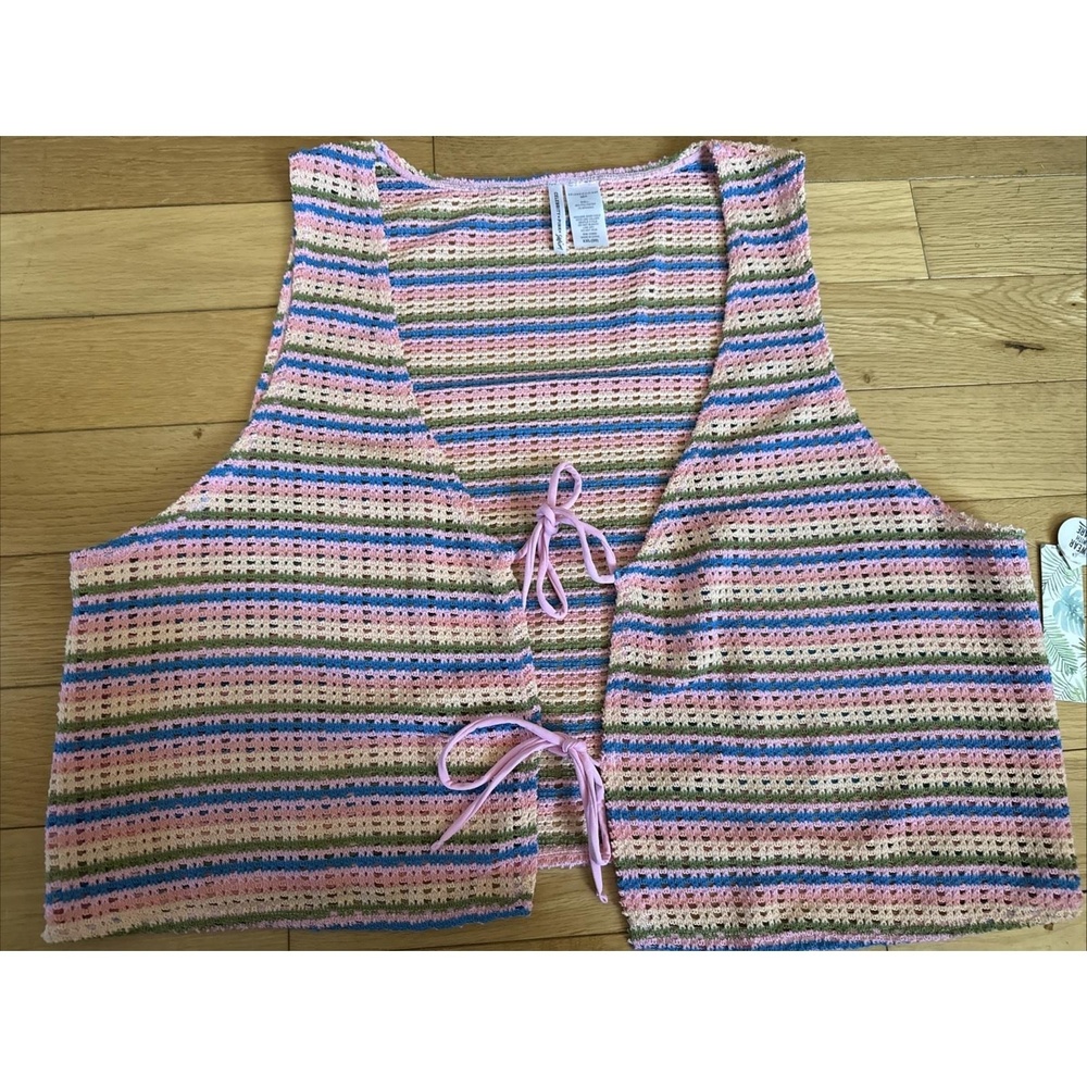 Women's Crochet Vest XXL Size 20 Plus Size Celebrity Pink Swimwear Cover Up